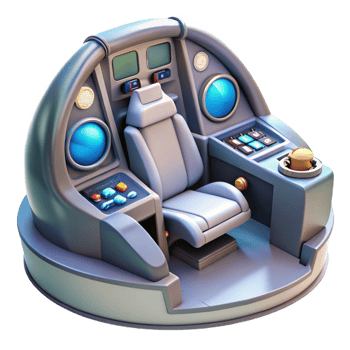 serene quintessential A high-resolution model of a spaceship cockpit. NO BACKGROUND with Transparent Background. png