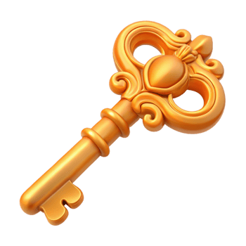 splendid passionate nordic A single key with ornate carvings and embellishments. NO BACKGROUND with Transparent Background. high resolution png