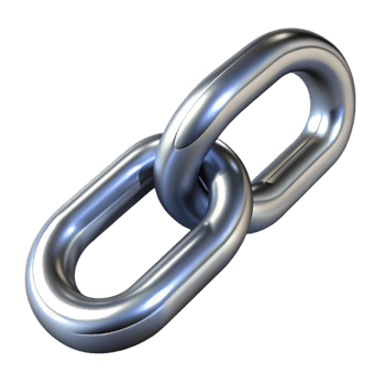 peaceful exquisite A single, shiny metal chain link. NO BACKGROUND with Transparent Background. ultra HD png