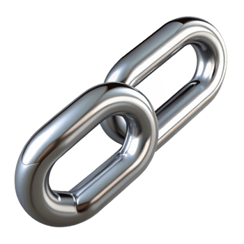 picturesque ethereal artistic A single, shiny metal chain link. NO BACKGROUND with Transparent Background. premium png