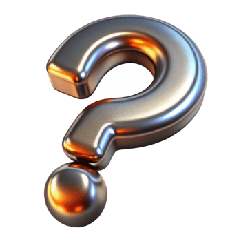 spectacular sought-after A single, stylized question mark with a metallic texture. NO BACKGROUND with Transparent Background. png