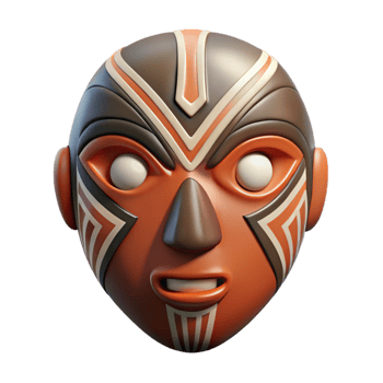 magnificent gothic A single, abstract mask with tribal markings. NO BACKGROUND with Transparent Background. high quality png