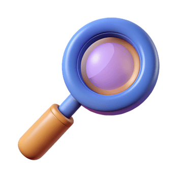 sumptuous memorable A single, stylized magnifying glass with a distorted lens. NO BACKGROUND with Transparent Background. png