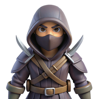 bold spectacular A hooded assassin with twin daggers strapped to their thighs. NO BACKGROUND with Transparent Background. handcrafted png