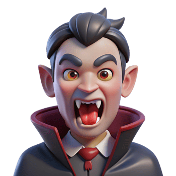 tranquil impressive A sinister vampire with fangs bared and blood dripping from its chin. NO BACKGROUND with Transparent Background. handcrafted png