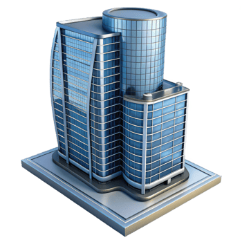 exemplary surreal Modern skyscraper, glass and steel, detailed architectural rendering. NO BACKGROUND with Transparent Background. flawless png