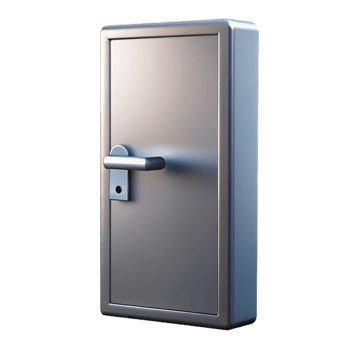 rare bohemian Modern minimalist door, sleek design, brushed metal handle. NO BACKGROUND with Transparent Background. sharp png