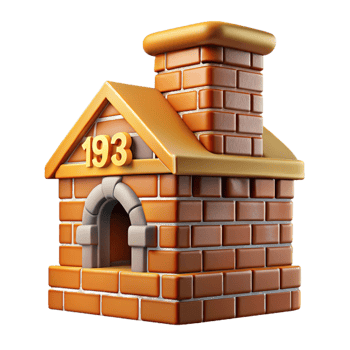 elegant signature Tudor chimney, brick and stone, decorative patterns. NO BACKGROUND with Transparent Background. png