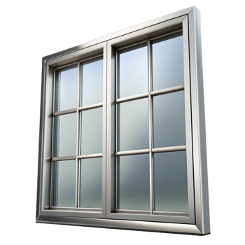 timeless classic Modern window frame, aluminum, double-paned glass. NO BACKGROUND with Transparent Background. 4K png