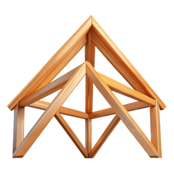 melancholic gorgeous Wooden truss, roof support, triangular framework. NO BACKGROUND with Transparent Background. flawless png