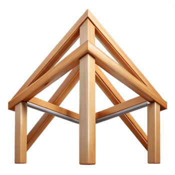 nostalgic striking Wooden truss, roof support, triangular framework. NO BACKGROUND with Transparent Background. 8K png