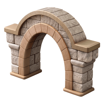 mesmerizing contemporary Arch bridge, stone or concrete, curved structure. NO BACKGROUND with Transparent Background. refined png