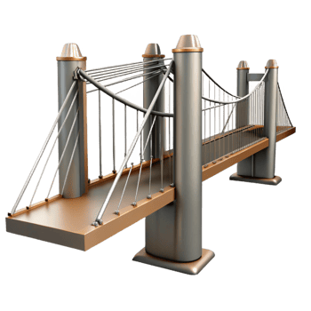 mysterious picturesque Suspension bridge, steel cables, hanging roadway. NO BACKGROUND with Transparent Background. top-tier png