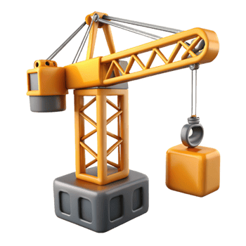 whimsical wonderful Crane, lifting equipment, construction machinery. NO BACKGROUND with Transparent Background. professional png