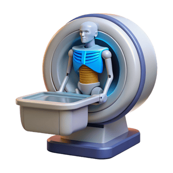 mysterious glorious High-tech medical scanner displaying anatomical data, NO BACKGROUND with Transparent Transparent Background. masterfully captured png