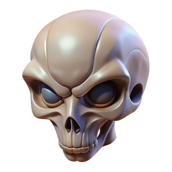 melancholic beautiful Alien skull with intricate bone structure, NO BACKGROUND with Transparent Background. elite png
