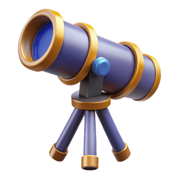 pristine classic Advanced telescope with complex lens system, NO BACKGROUND with Transparent Background. fine detail png