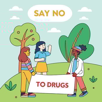 Say no to drugs, drug awareness campaign, illustration vector