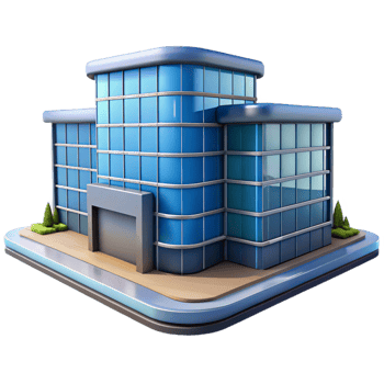 playful beautiful CAD rendering of a modern office building NO BACKGROUND with Transparent Background. high quality png
