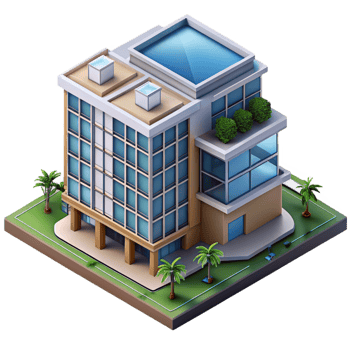 impressive victorian Isometric view of a luxury apartment building NO BACKGROUND with Transparent Background. premium png