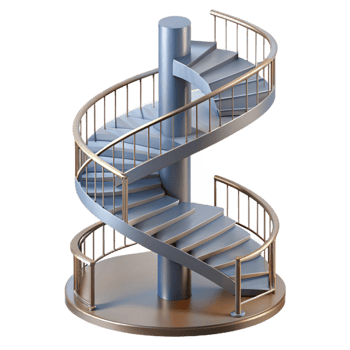 rare geometric Technical drawing of a spiral staircase NO BACKGROUND with Transparent Background. fine detail png