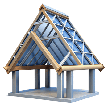 sumptuous exceptional CAD rendering of a roof truss system NO BACKGROUND with Transparent Background. png