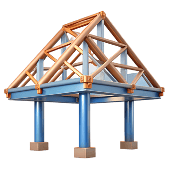 stunning creative CAD rendering of a roof truss system NO BACKGROUND with Transparent Background. perfect clarity png