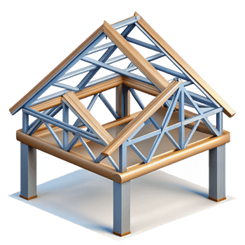 spectacular renaissance CAD rendering of a roof truss system NO BACKGROUND with Transparent Background. impeccable png