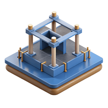 signature nordic Construction blueprint for a concrete foundation NO BACKGROUND with Transparent Background. genuine png