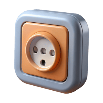 striking exemplary CAD rendering of a electrical outlet NO BACKGROUND with Transparent Background. png