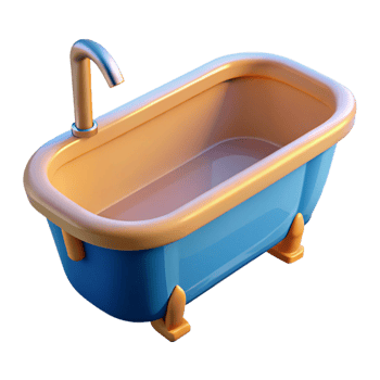 picturesque exemplary 3D model of a modern bathtub NO BACKGROUND with Transparent Background. png