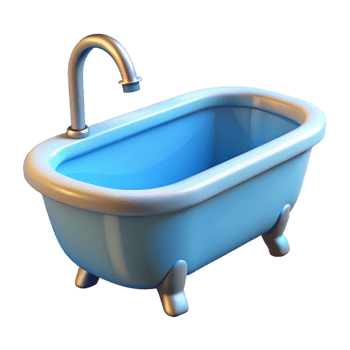stunning geometric 3D model of a modern bathtub NO BACKGROUND with Transparent Background. high quality png
