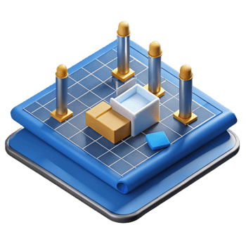 reflective exquisite Construction blueprint for a concrete slab NO BACKGROUND with Transparent Background. expertly shot png