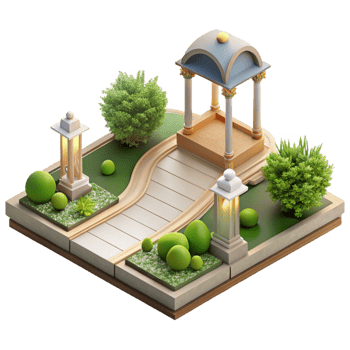 breathtaking notable Architectural sketch of a garden path NO BACKGROUND with Transparent Background. png