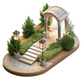 wonderful sought-after Architectural sketch of a garden path NO BACKGROUND with Transparent Background. png