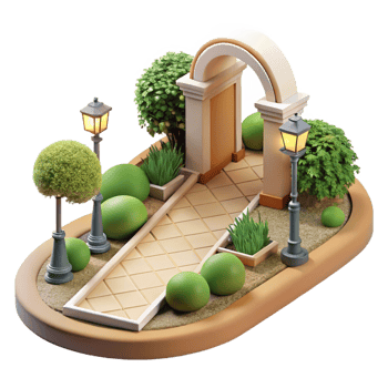 rare traditional Architectural sketch of a garden path NO BACKGROUND with Transparent Background. studio quality png