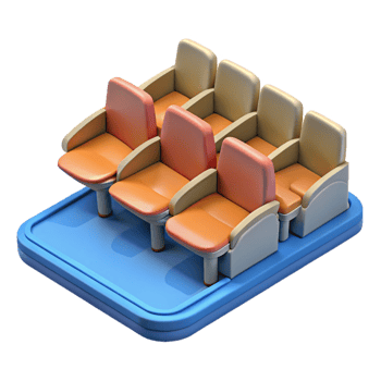 fascinating standout 3D model of a stadium seating section NO BACKGROUND with Transparent Background. png