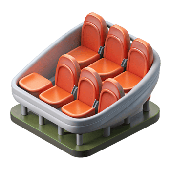 notable avant-garde 3D model of a stadium seating section NO BACKGROUND with Transparent Background. ultra HD png
