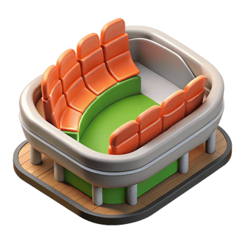 gorgeous retro 3D model of a stadium seating section NO BACKGROUND with Transparent Background. masterfully captured png