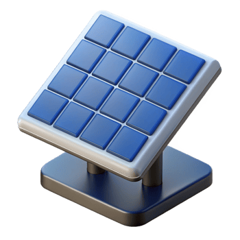 impressive memorable 3D model of a solar panel array NO BACKGROUND with Transparent Background. png