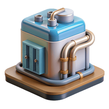 hypnotic celebrated CAD rendering of a geothermal heat pump NO BACKGROUND with Transparent Background. png