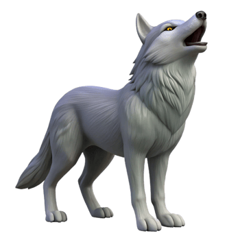 immaculate signature A howling gray wolf, head up, NO BACKGROUND with Transparent Background. png
