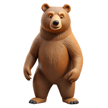 pristine vintage A grizzly bear standing on hind legs, NO BACKGROUND with Transparent Background. detailed png