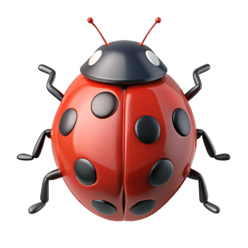 playful spectacular A close-up of a ladybug, NO BACKGROUND with Transparent Background. detailed png