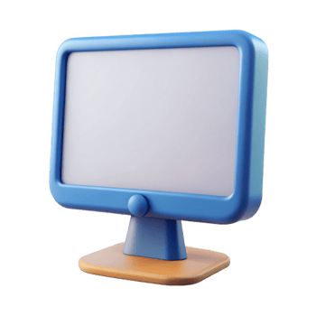 radiant retro Computer monitor with blank screen NO BACKGROUND with Transparent Background. handcrafted png