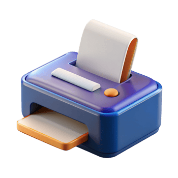 impressive bold avant-garde Printer with paper tray NO BACKGROUND with Transparent Background. 8K png