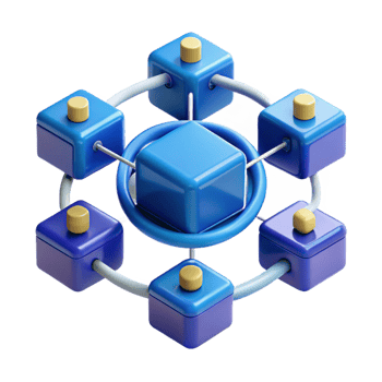 joyful magnificent Blockchain technology diagram NO BACKGROUND with Transparent Background. crisp png