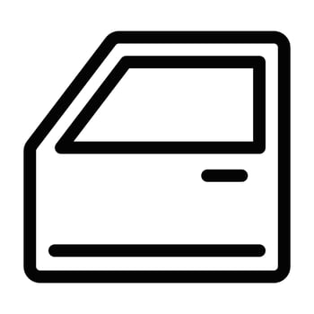 A black and white line icon of a car door vector