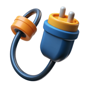 spectacular retro Electric car charging cable NO BACKGROUND with Transparent Background. high resolution png