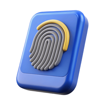 whimsical magnificent Biometric fingerprint scanner NO BACKGROUND with Transparent Background. studio quality png